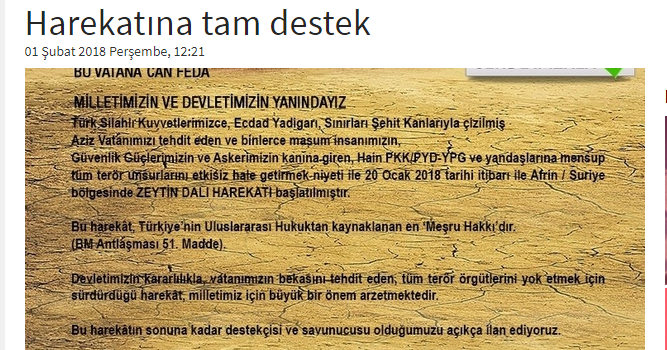 haberturk.com -Medya Platformu'ndan Zeytin Dalı Harekatına tam destek